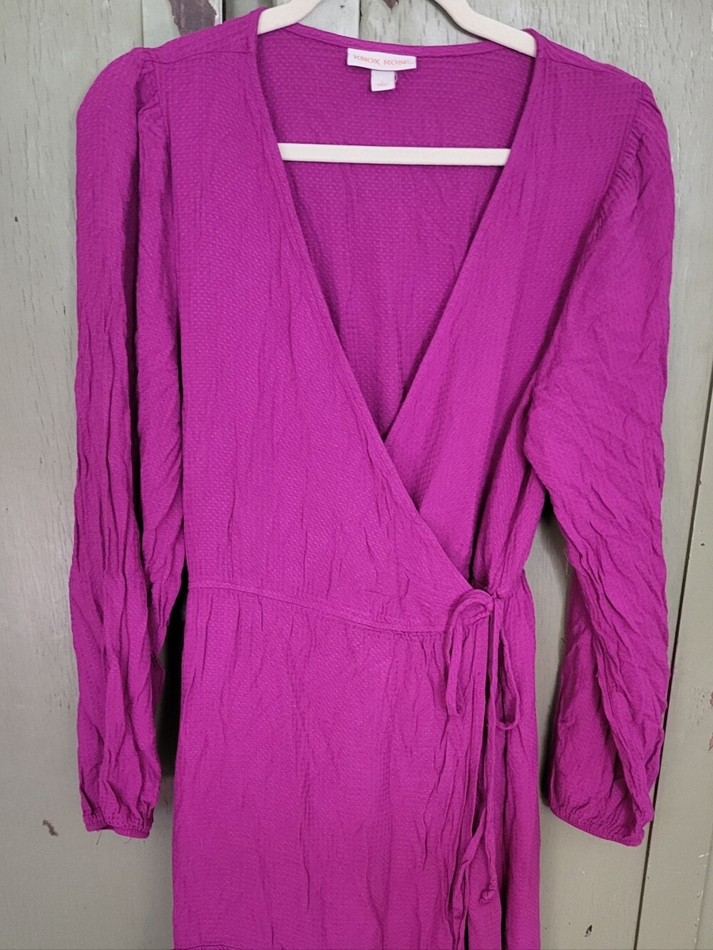 Knox Rose Target Magenta Tiered Wrap Maxi Dress Boho Long Sleeve Large